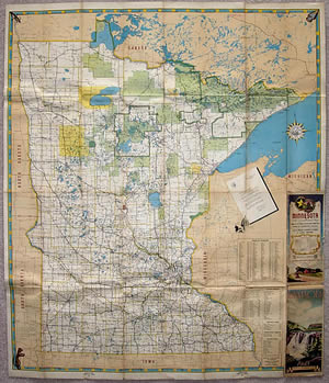 1956 Cities Service Road Map Minnesota NOS 